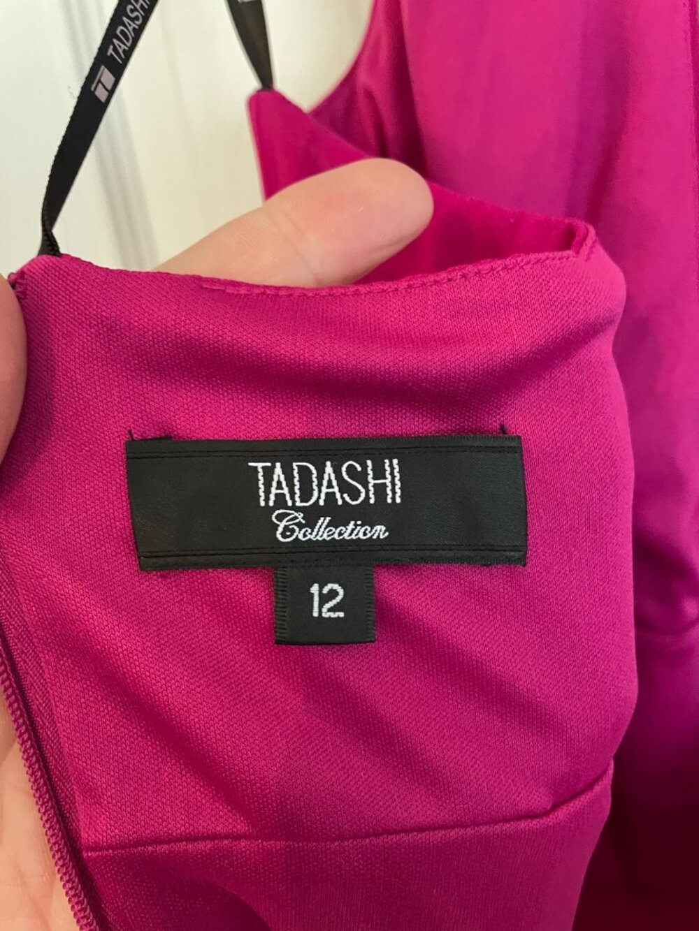 Tadashi Shoji Collection Pink Silk Halter Dress Beaded Sequin Lace Lined Fuchsia - Picture 5 of 7